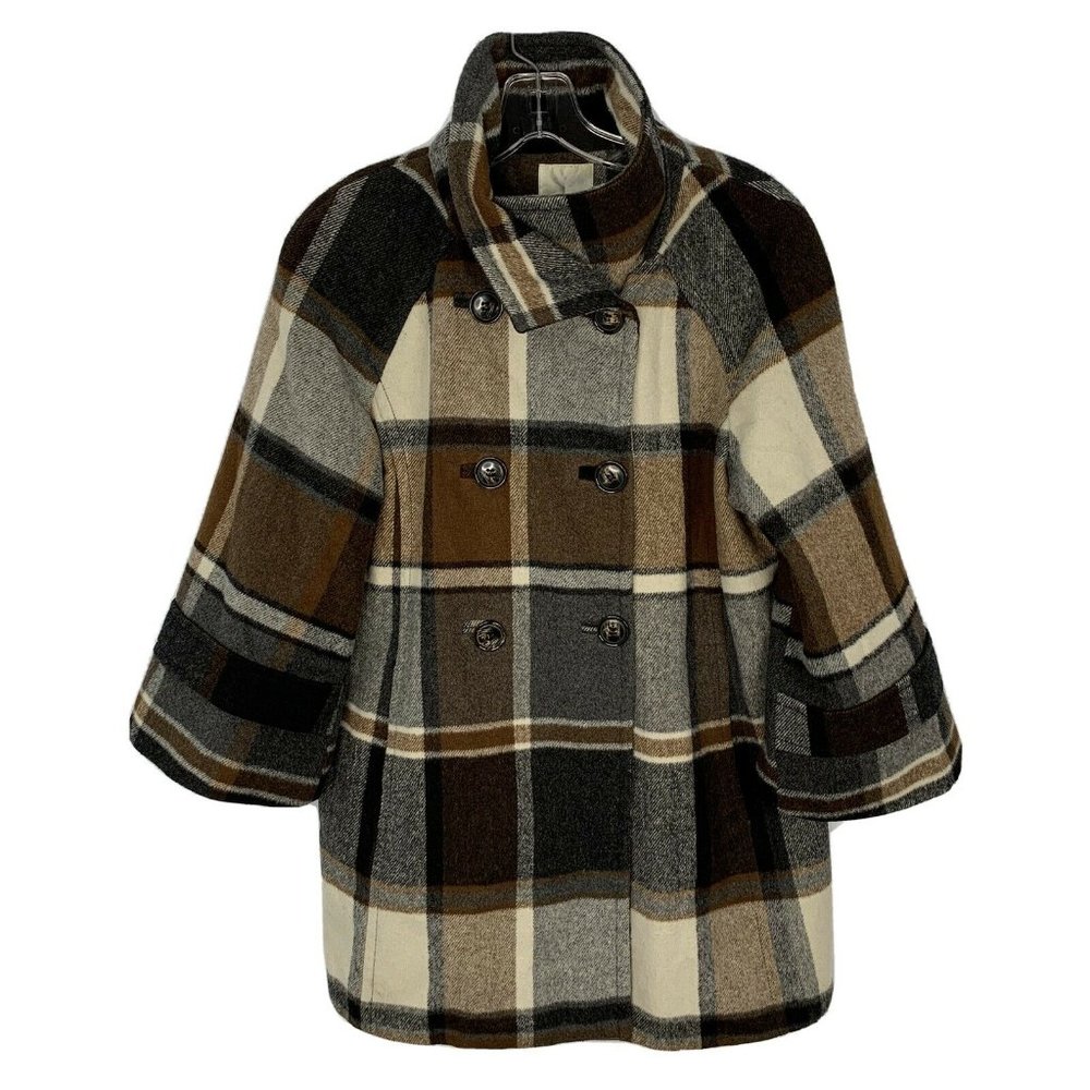 ANTHROPOLOGIE Elvenses Hampden Plaid Pea Coat S